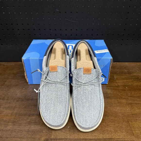 New W Box Mens Hey Dude Wally Funk Nylon Craft Navy Grey Slip On Sneakers Size 9 - Picture 3 of 5